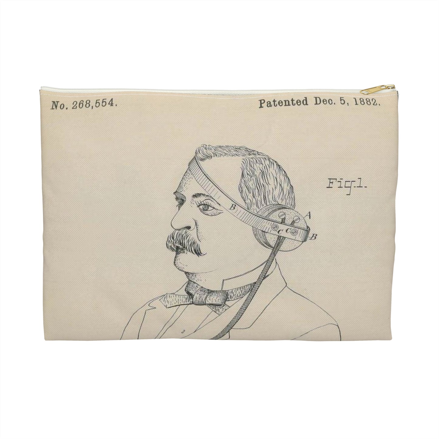 Patent drawing - for F. Shaw's Head Telephone Public domain  image Large Organizer Pouch with Black Zipper