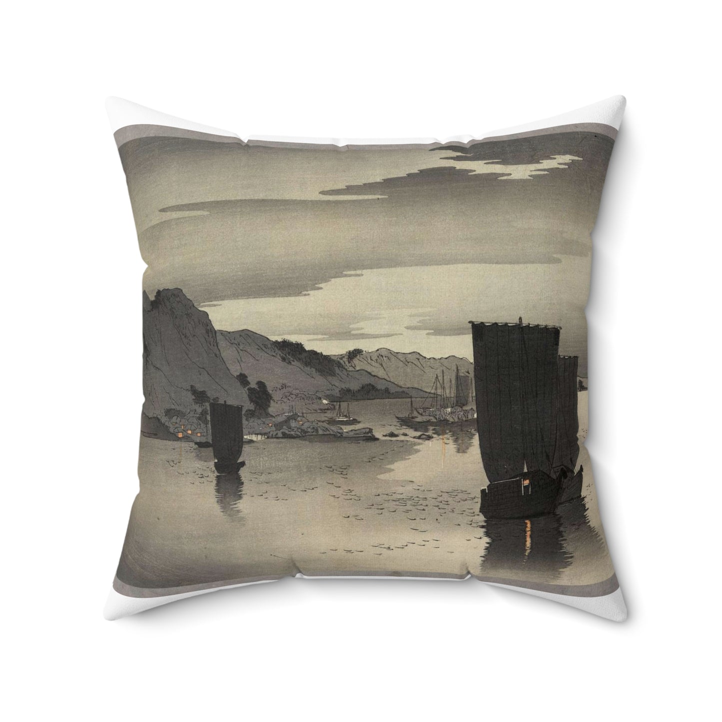 Yūgure no hansen - Public domain portrait drawing  Decorative Accent Square Pillow