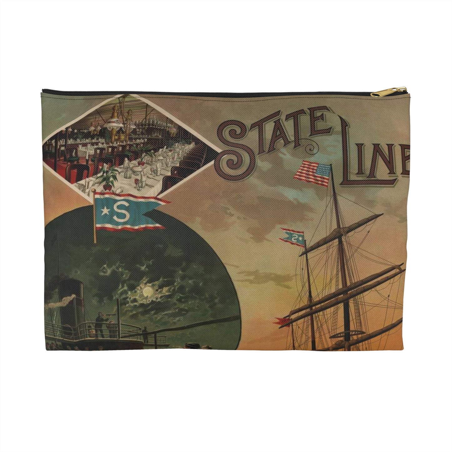 State Line--For Glasgow, Belfast, Dublin, Londonderry & Liverpool--Austin Baldwin & Co., genl. agents Large Organizer Pouch with Black Zipper