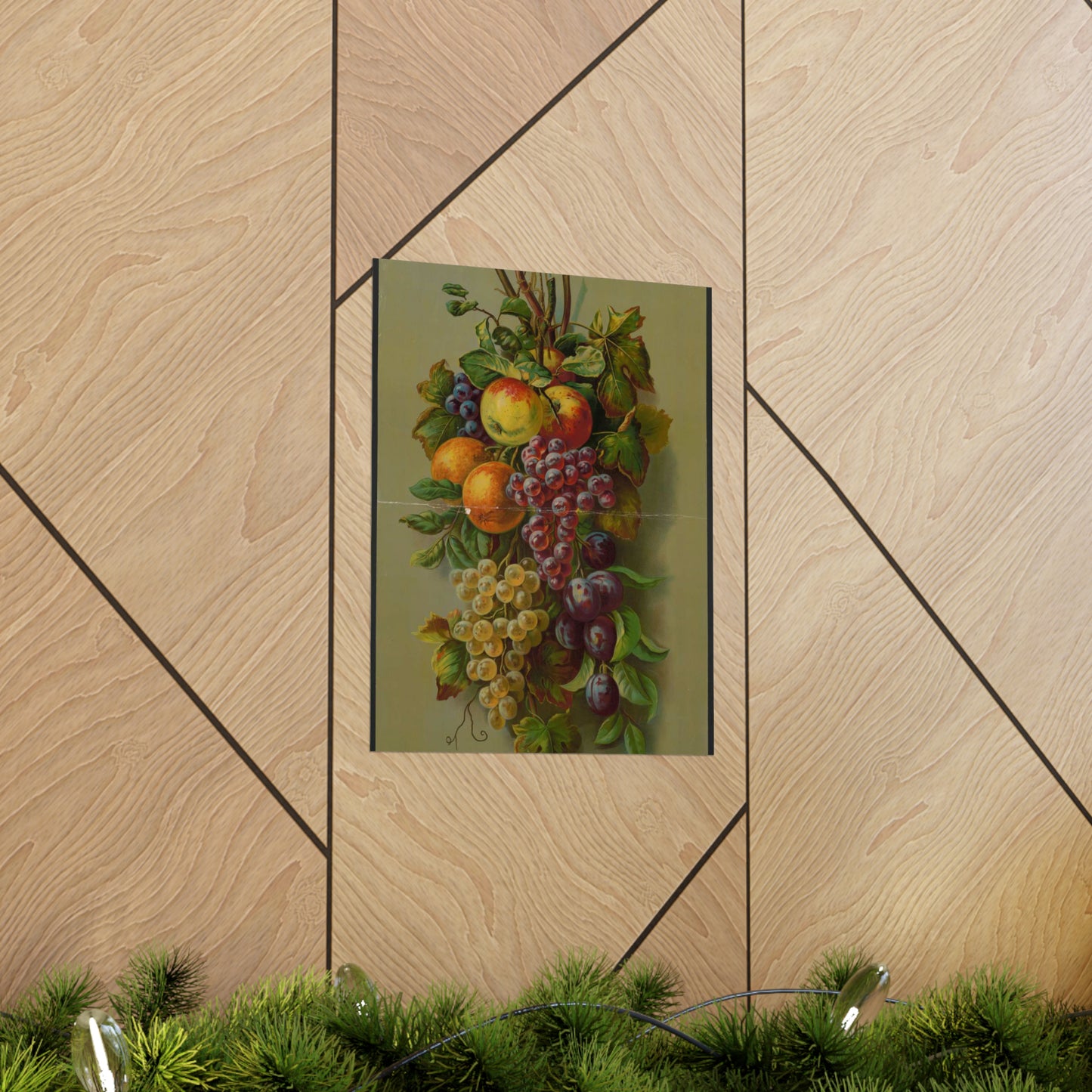 Apples, Plums & grapes, no. 8266 High Quality Matte Wall Art Poster for Home, Office, Classroom