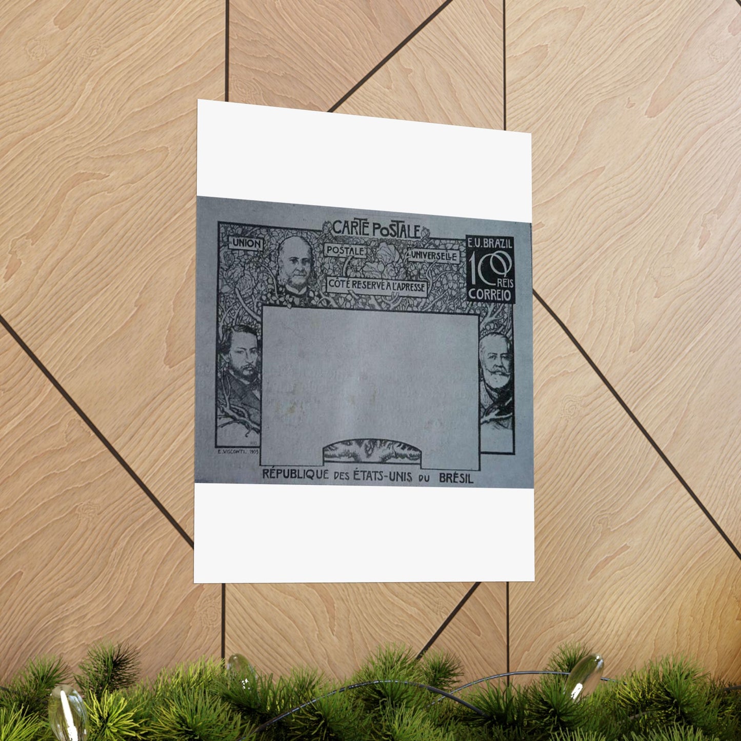 EliseuVisconti-D857-Bilhete postal para o exterior – A Evolução Histórica do Brasil – Projeto para bilhete postal integrante da coleção vencedora do Concurso dos Correios de 1904 High Quality Matte Wall Art Poster for Home, Office, Classroom