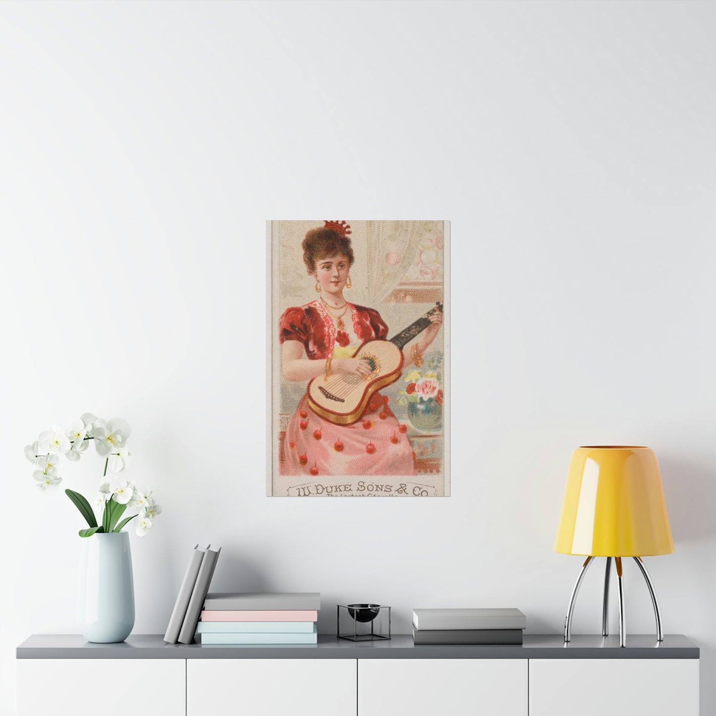 Guitar, from the Musical Instruments series (N82) for Duke brand cigarettes High Quality Matte Wall Art Poster for Home, Office, Classroom