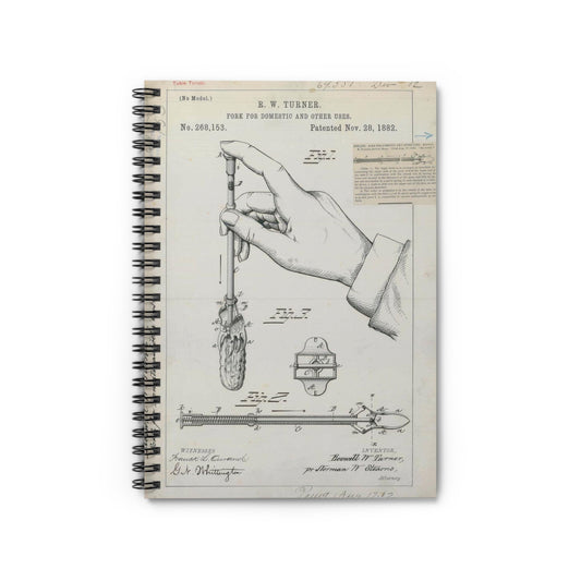 Patent drawing - for R. W. Turner's Fork for Domestic and Other Uses Public domain  image Spiral Bound Ruled Notebook with Printed Cover