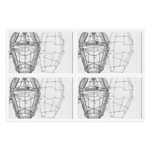 Patent drawing - Drawing of a "Mask for Base Ball Catchers" Public domain  image Laminated UV Protective Vinyl Stickers