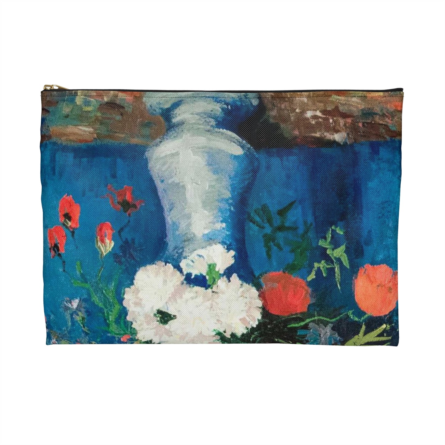 Still life of flowers by Vincent van Gogh - My Dream Large Organizer Pouch with Black Zipper