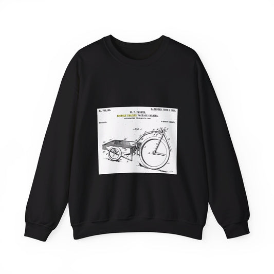 Patent Drawing of Engine - Bicycle Trailer Patent (1903) Public domain  image Black Heavy Blend Adult Crew Neck SweatShirt