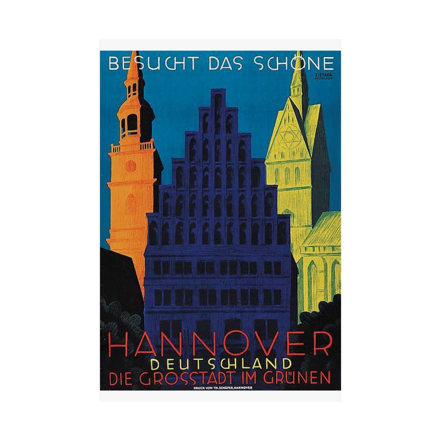1930 circa Valentin Zietara Plakat Hannover, die Großstadt im Grünen High Quality Matte Wall Art Poster for Home, Office, Classroom