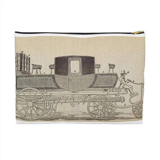 Patent Drawing of Engine - Patent steam carriage, by Mr. Goldsworthy Gurney, of Argyle Street, London, 1826 Public domain  image Large Organizer Pouch with Black Zipper