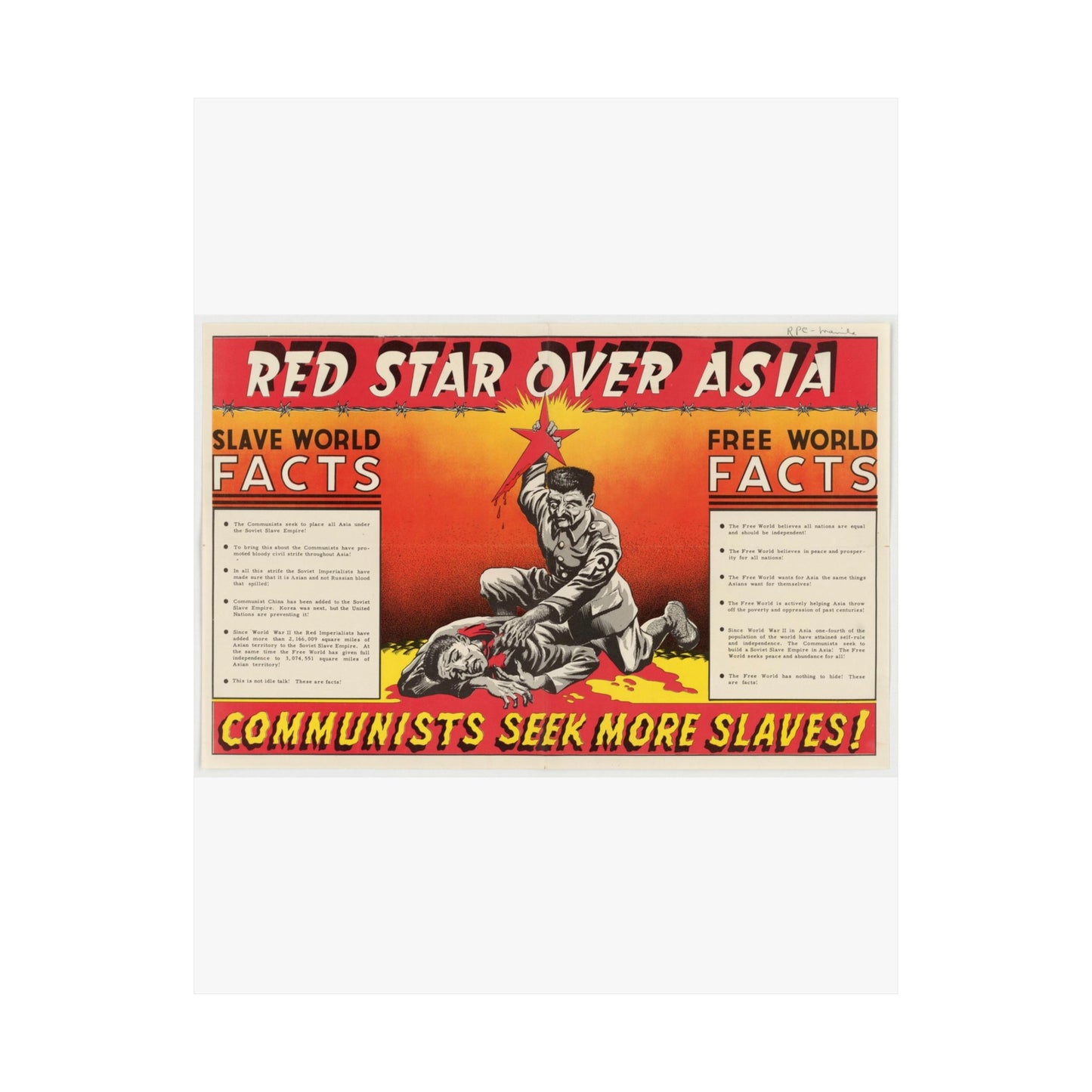 Red Star Over Asia PO-24-E, United States information service propaganda High Quality Matte Wall Art Poster for Home, Office, Classroom