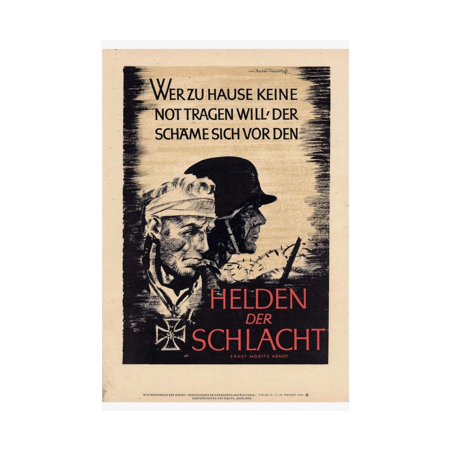 Wochenspruch der NSDAP 16 August 1942 High Quality Matte Wall Art Poster for Home, Office, Classroom