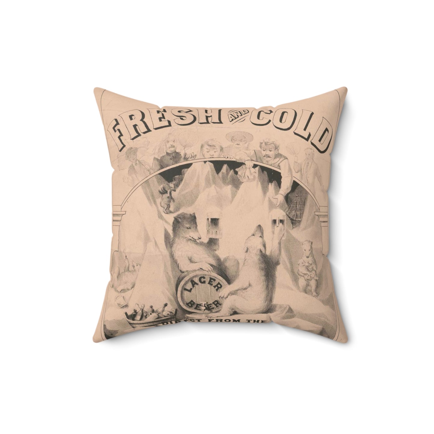 Fresh and cold--Lager beer direct from the North Pole lith. by A. Hoen & Co. Baltimore, MD Decorative Accent Square Pillow