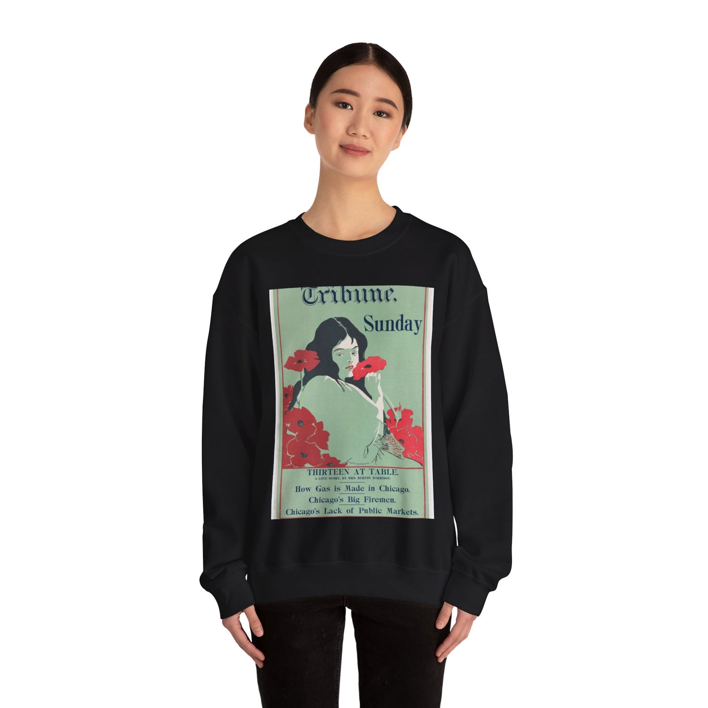 Poster - Tribune: Sunday, 19th century - Public domain lithograph Black Heavy Blend Adult Crew Neck SweatShirt