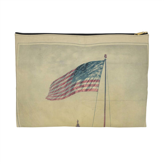 The flag that has waved one hundred years--A scene on the morning of the fourth day of July 1876 / Fabronius ; E.P. & L. Restein's oilchromo, Philadelphia. ; National Chromo Co. pub., Philadelphia. Large Organizer Pouch with Black Zipper