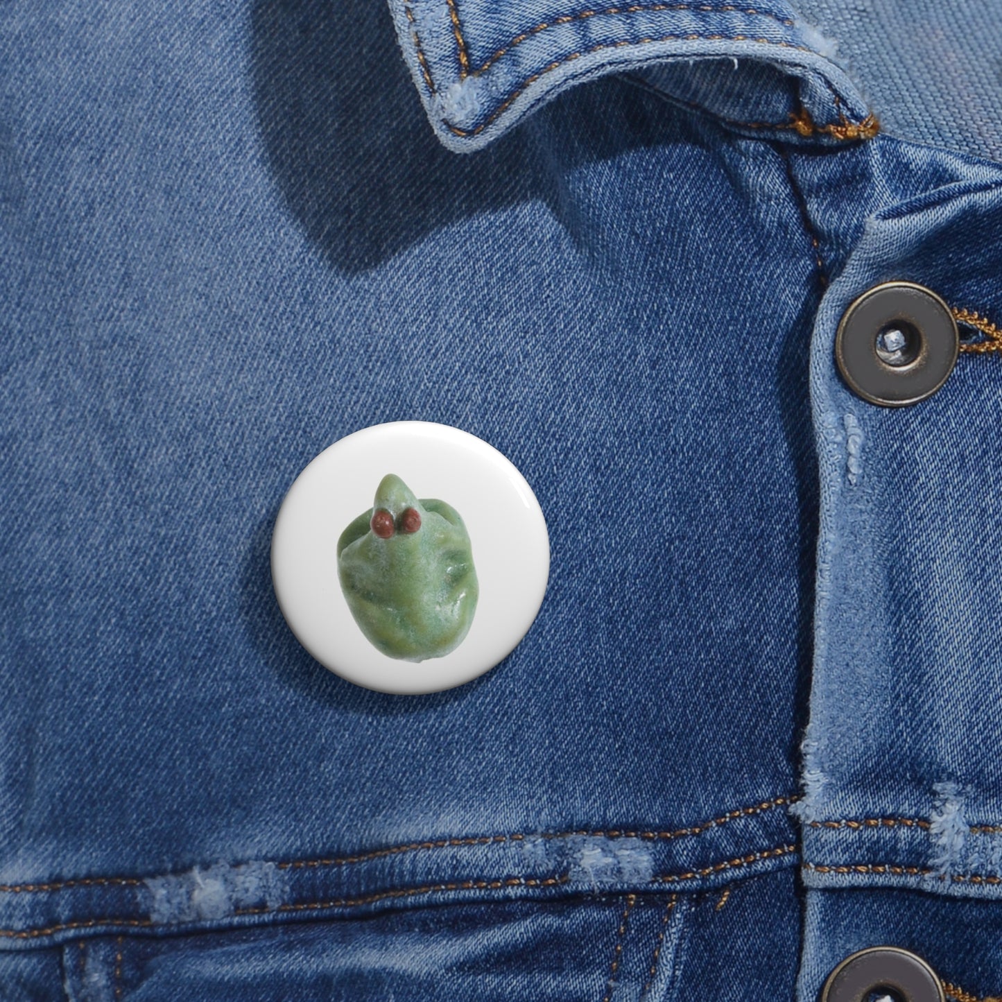 Frog Seal Amulet with a Maat Hieroglyph on the Base Pin Buttons with Crisp Design