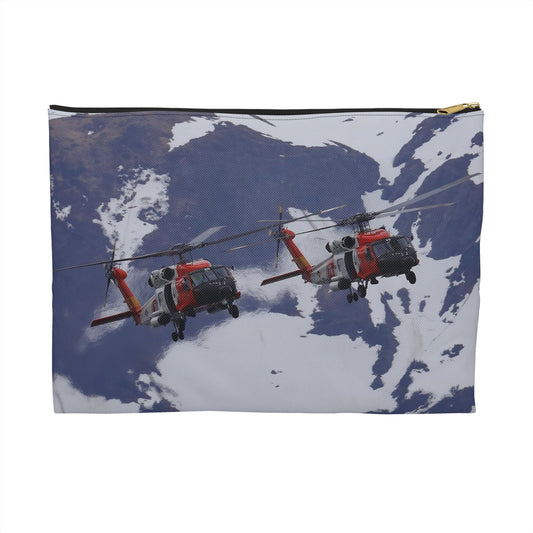 Two Coast Guard Air Station Sitka MH-60 Jayhawk helicopter Large Organizer Pouch with Black Zipper