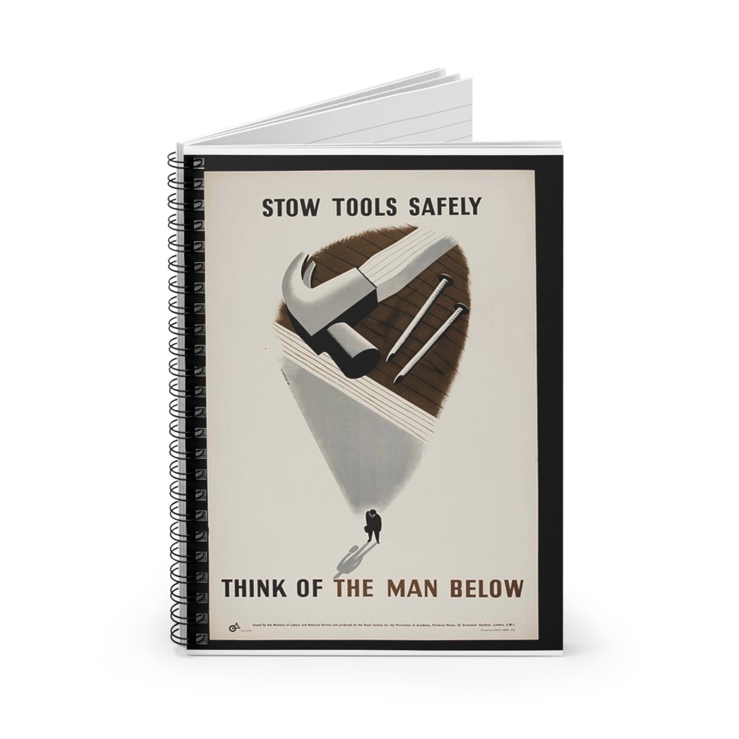 Stow Tools Safely Tom Eckersley Spiral Bound Ruled Notebook with Printed Cover