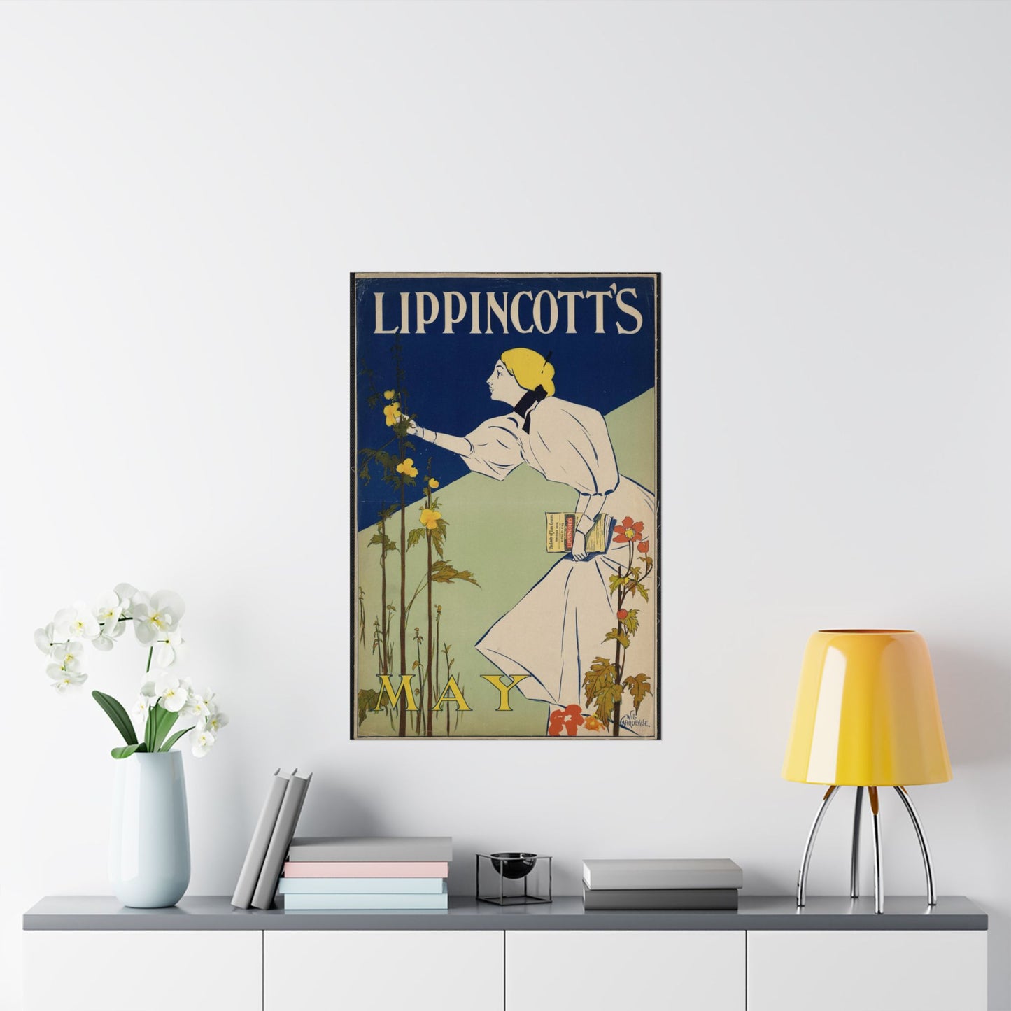 Lippincott's May, Art Nouveau Poster High Quality Matte Wall Art Poster for Home, Office, Classroom