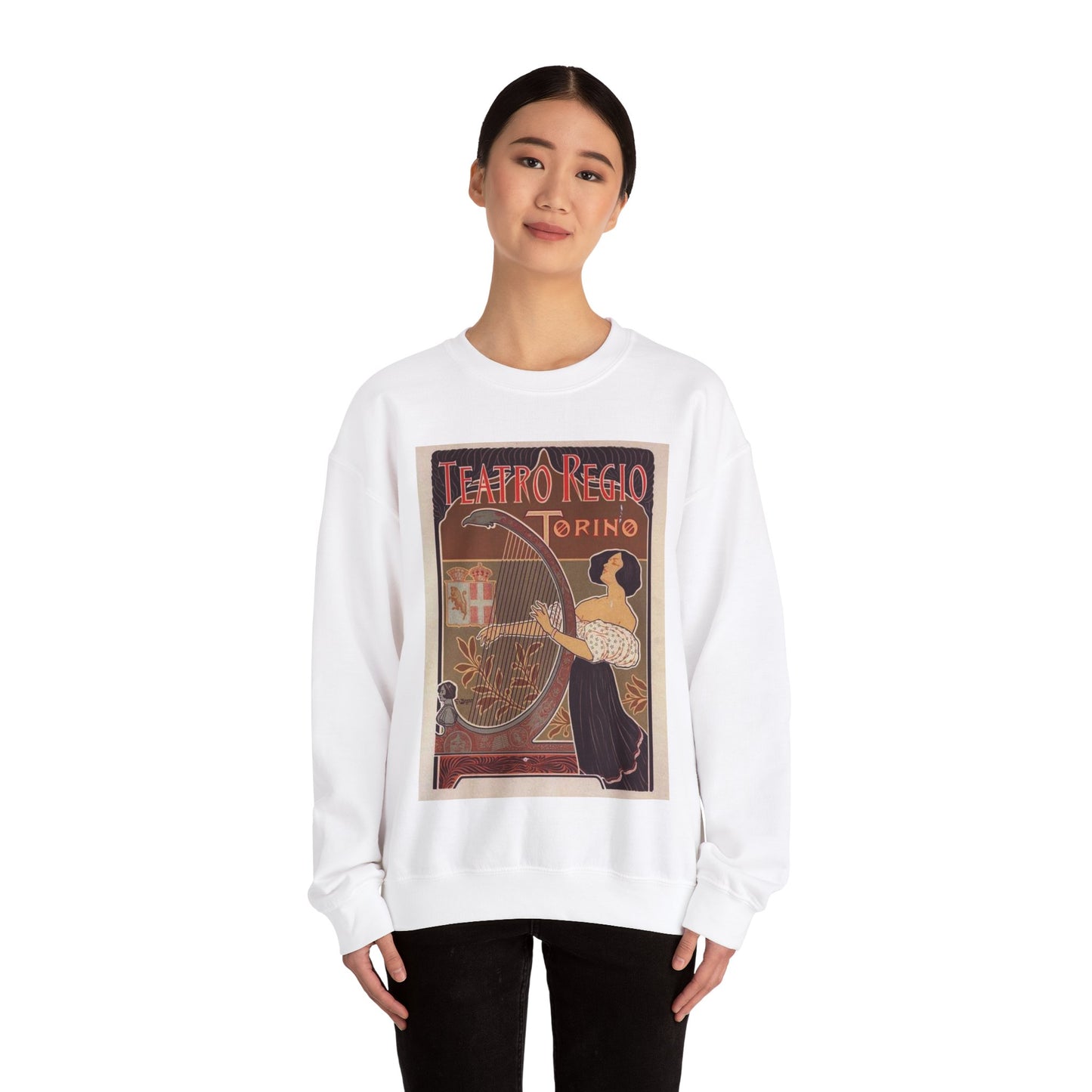 Affiche italienne pour le "Théâtre royal de Turin" White Heavy Blend Adult Crew Neck SweatShirt
