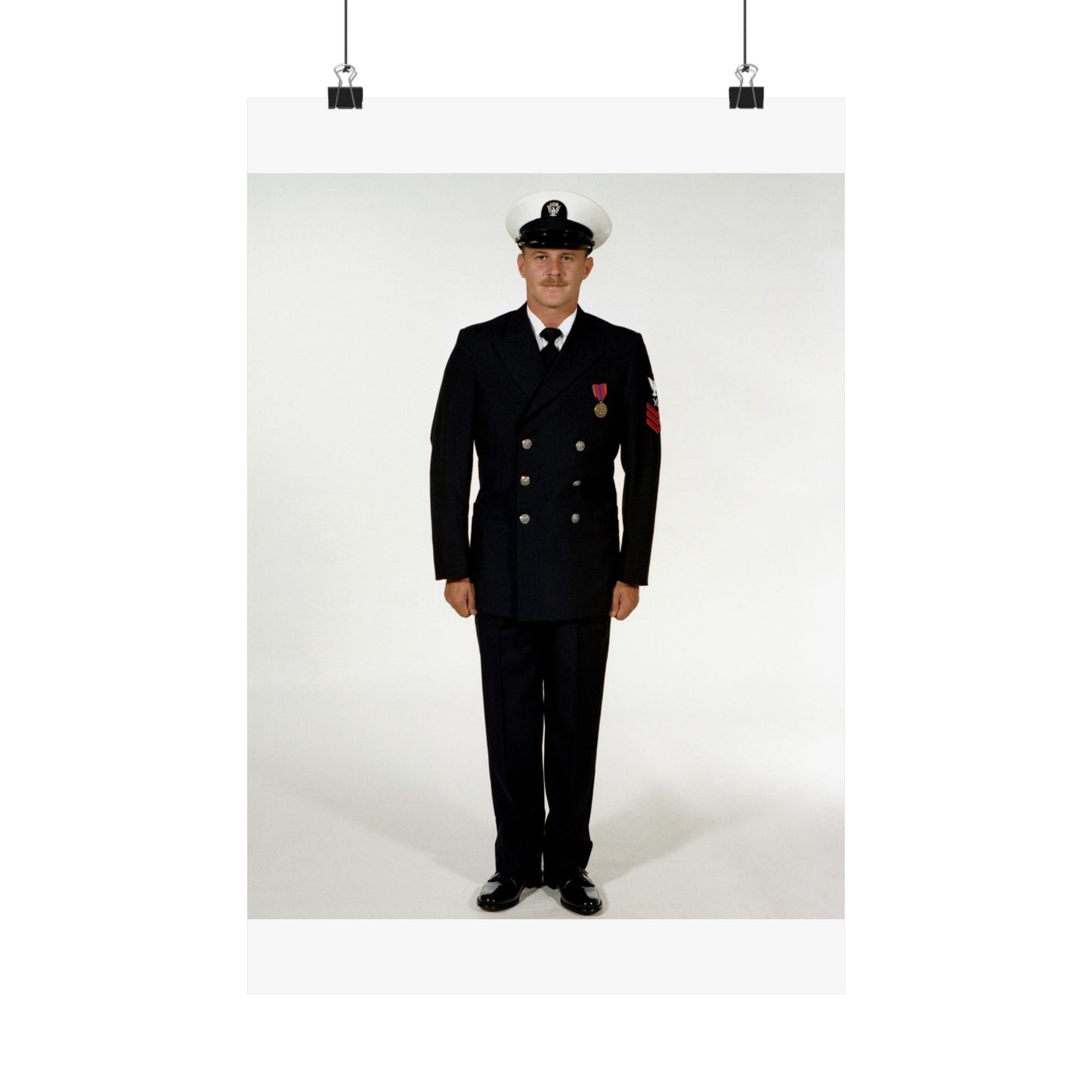 Uniform: Full dress blue, Navy enlisted men, ranks E-1 through E-6 High Quality Matte Wall Art Poster for Home, Office, Classroom