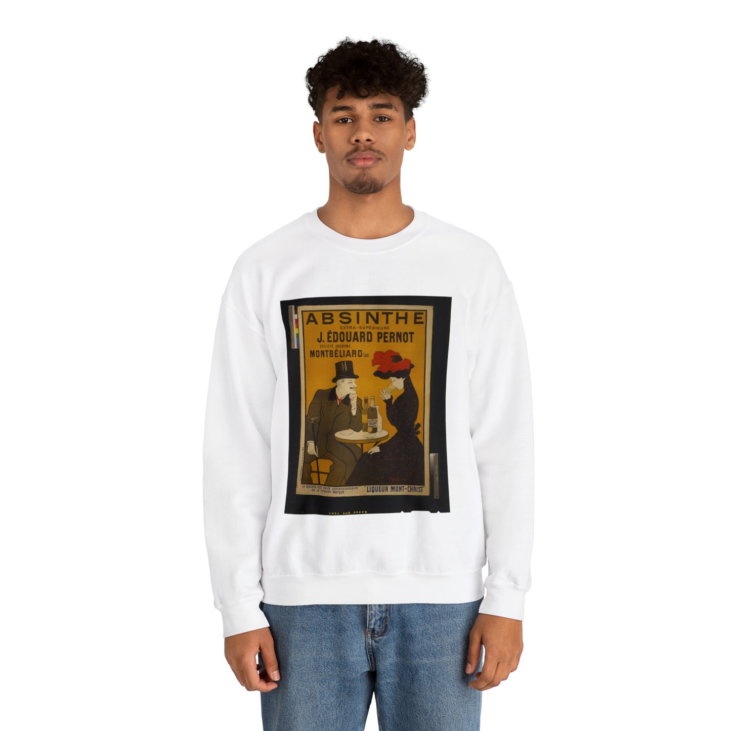 Absinthe extra-supérieure J. Édouard Pernot. Société Anonyme Montbéliard (Doubs) Liqueur Mont-Christ / / L. Cappiello. White Heavy Blend Adult Crew Neck SweatShirt