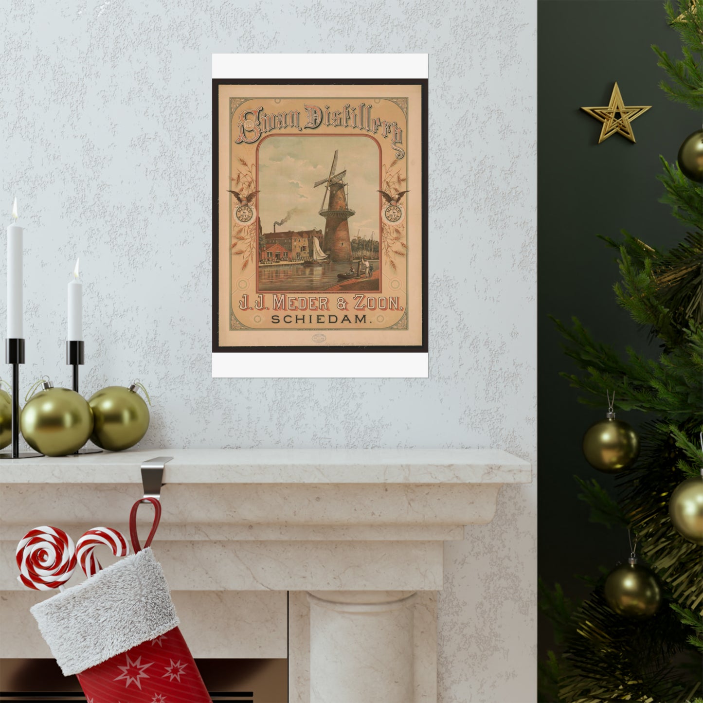 Swan Distillery, J.J. Meder & Zoon, Schiedam High Quality Matte Wall Art Poster for Home, Office, Classroom