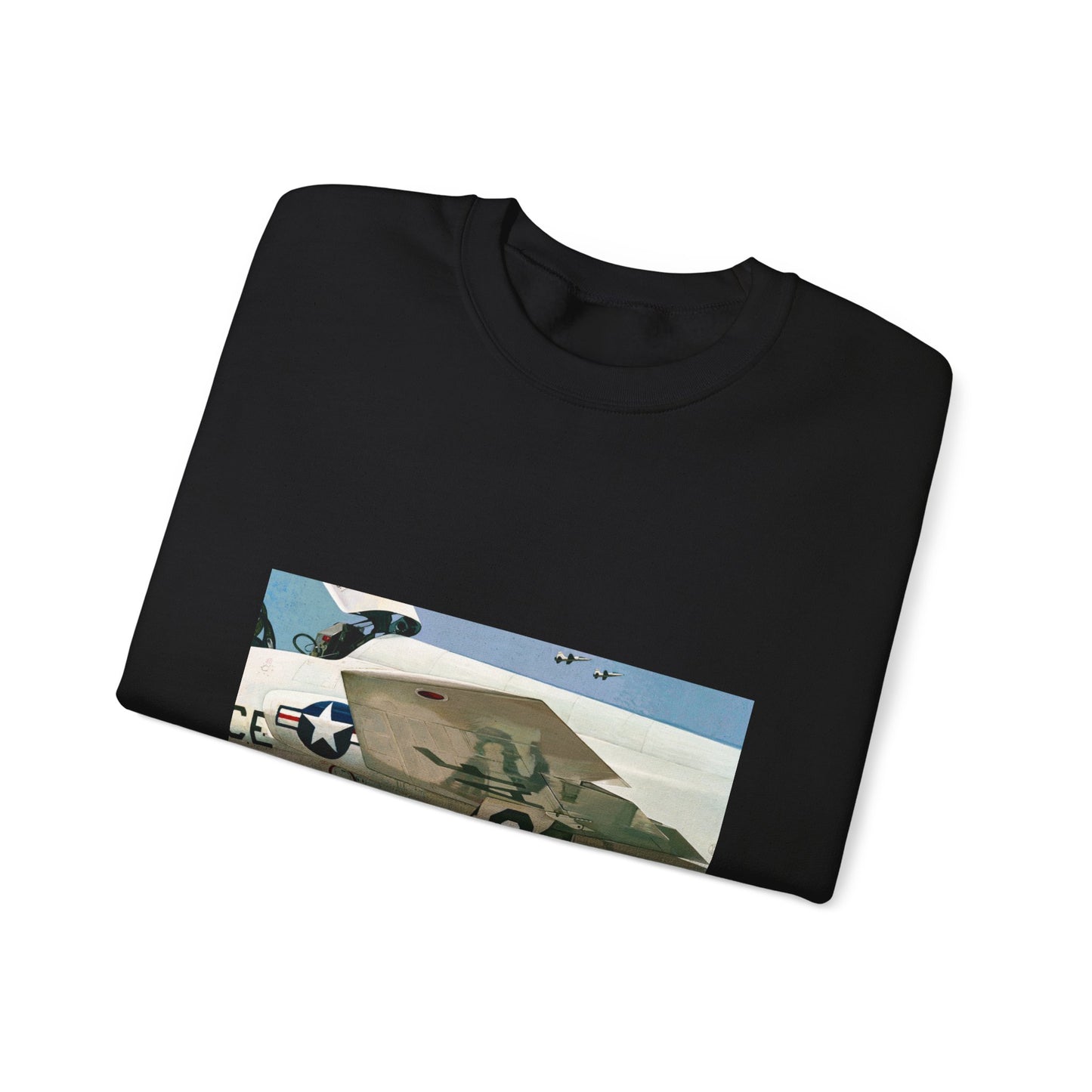 Artwork: "T-38 Flight Line, Vance AFB". Artist: David Zlotky Black Heavy Blend Adult Crew Neck SweatShirt