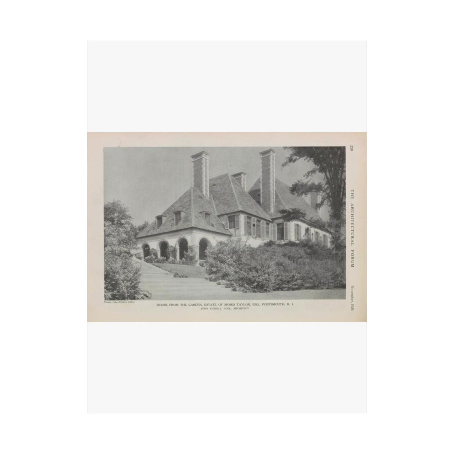 House from the Garden, Estate of Moses Taylor, Esq., Portsmouth, R.I. High Quality Matte Wall Art Poster for Home, Office, Classroom