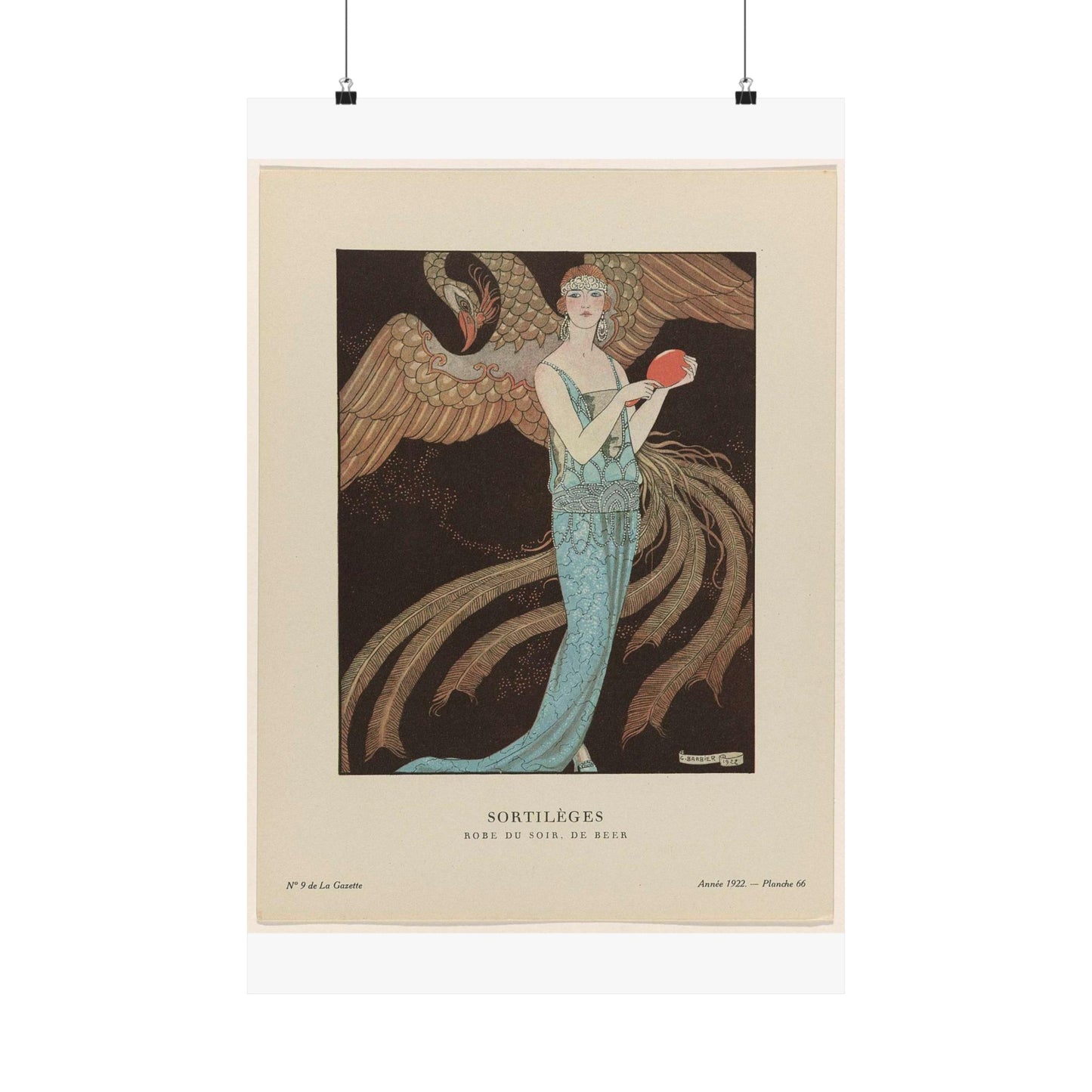 Gazette du Bon Ton, 1922 - No. 9 : Sortilèges / Robe du soir, de Beer High Quality Matte Wall Art Poster for Home, Office, Classroom