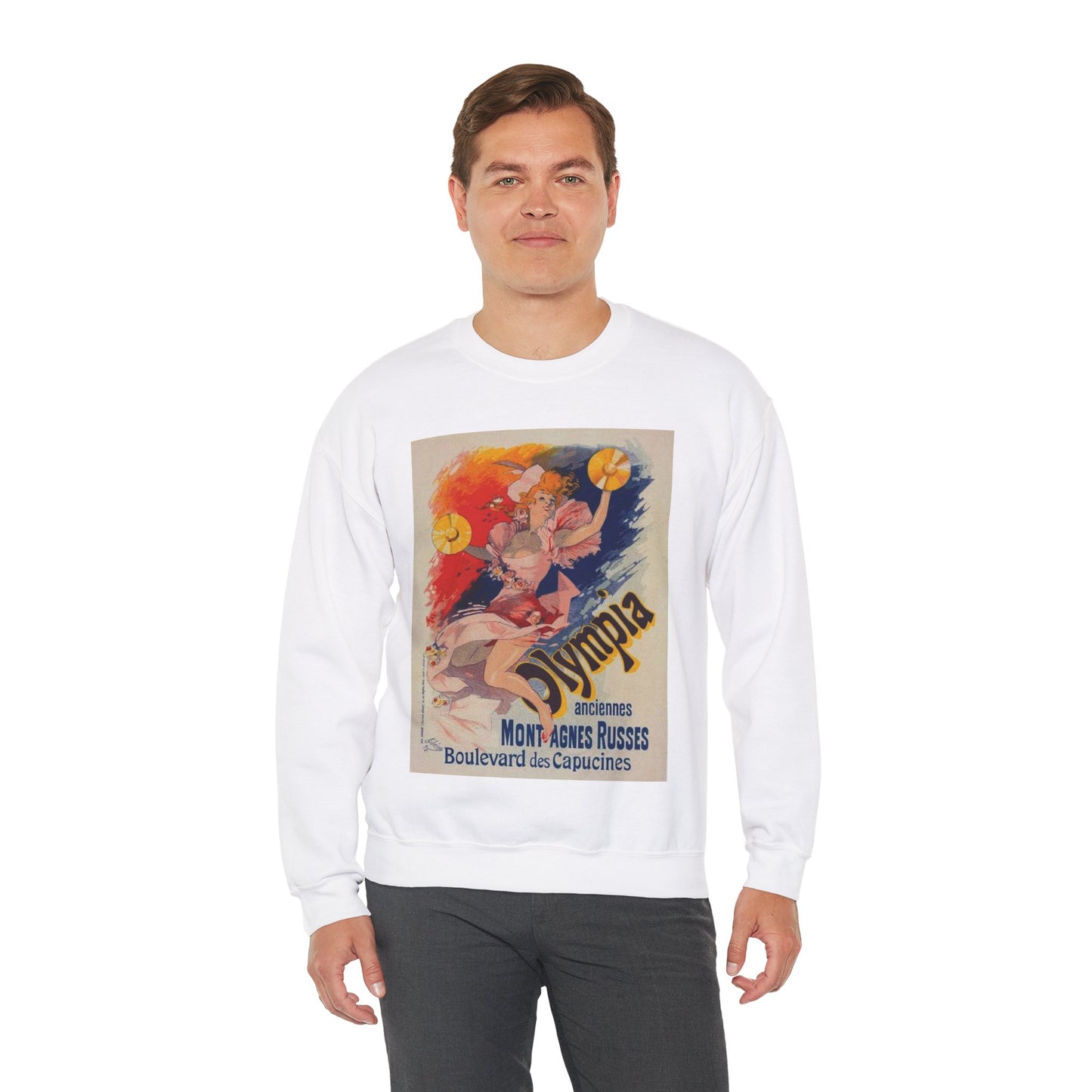 Affiche pour "Olympia". - Art nouveau public domain poster White Heavy Blend Adult Crew Neck SweatShirt