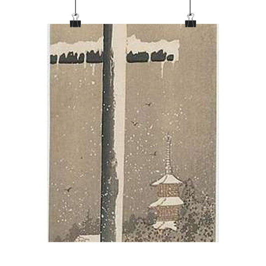 Koson - torii-and-crow-in-the-snow, Ohara Koson High Quality Matte Wall Art Poster for Home, Office, Classroom