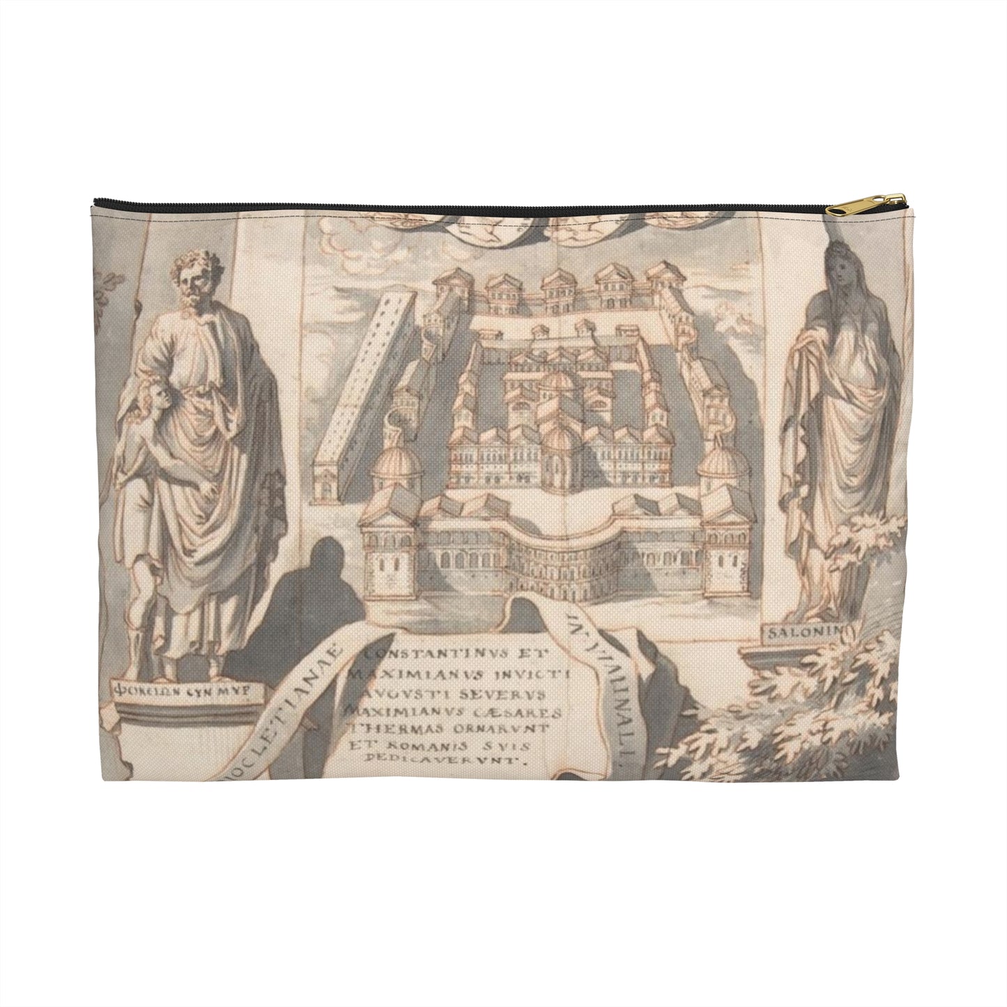 A Reconstruction of the Thermae of Diocletian (above) and a View of the Ruins (below) Large Organizer Pouch with Black Zipper