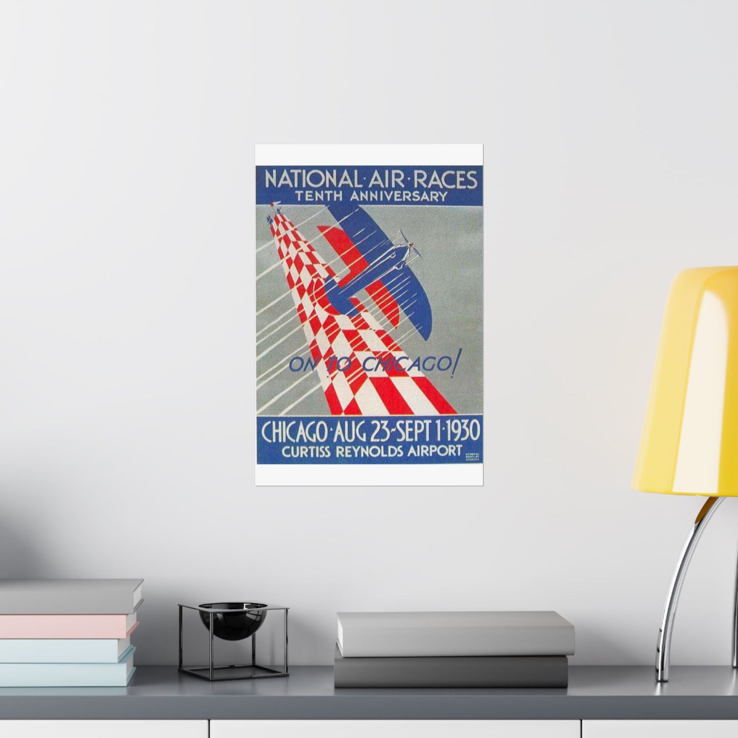 1930 National Air Race poster - Art Deco public domain image High Quality Matte Wall Art Poster for Home, Office, Classroom