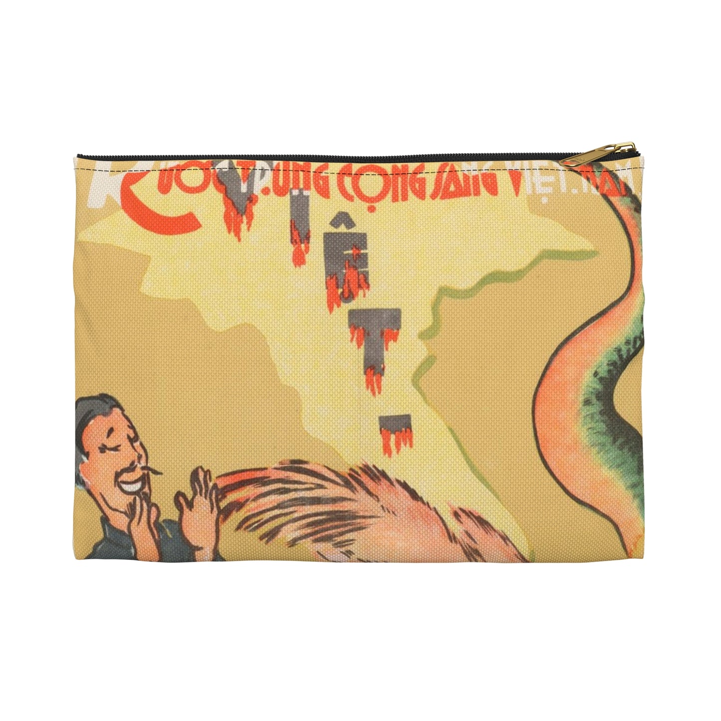 Viet Poster #2, Cold War American Propaganda poster Large Organizer Pouch with Black Zipper