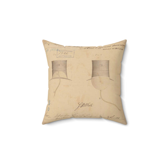 Patent drawing - Drawing of Hat to Prevent Drowning Public domain  image Decorative Accent Square Pillow