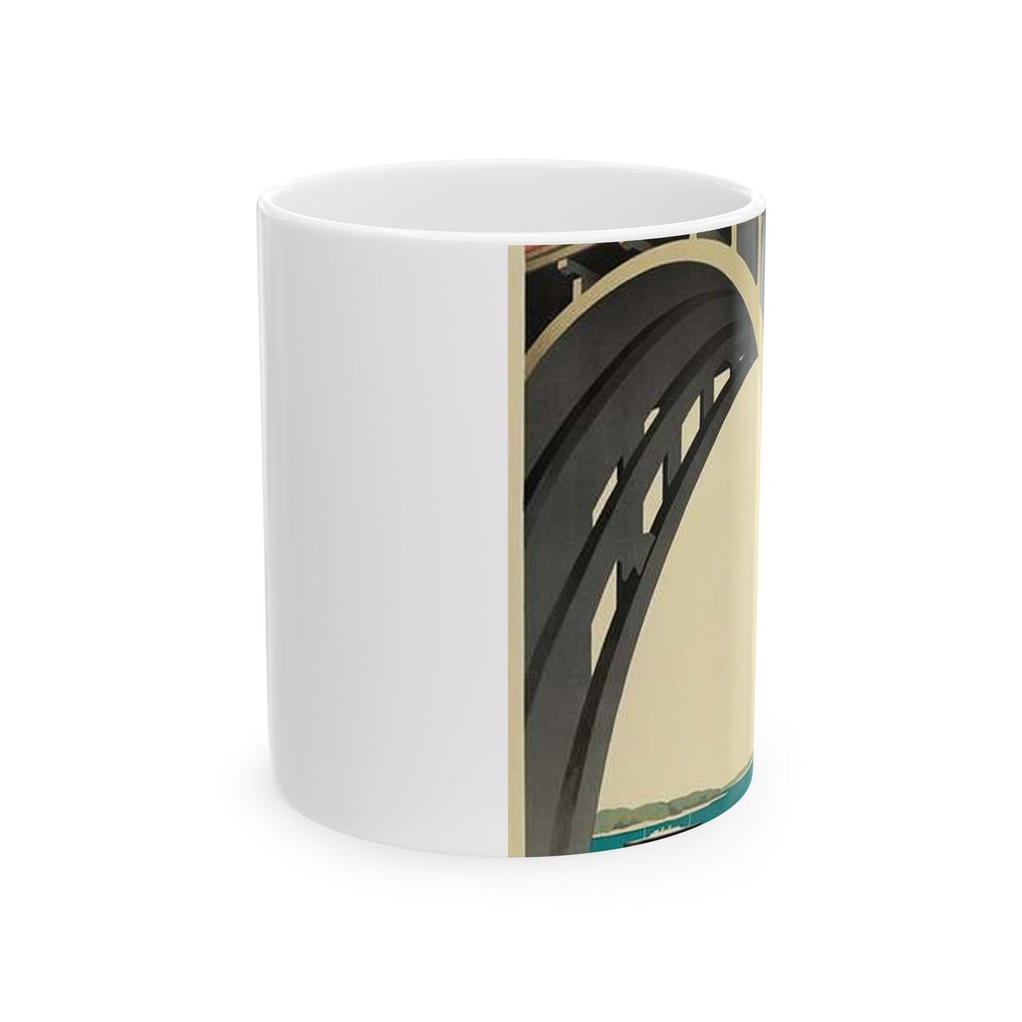 Sven Henriksen - Lillebæltsbroen (1935), Art Deco Poster Beautiful Novelty Ceramic Coffee Mug 11oz