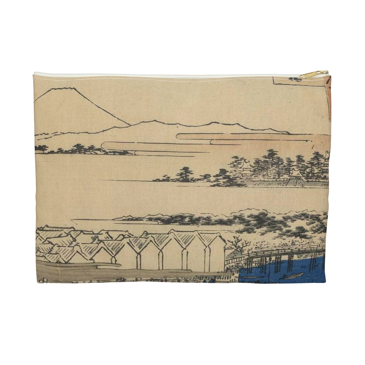 Nihonbashi yukibare, Andō Hiroshige - Ukiyo e print Large Organizer Pouch with Black Zipper