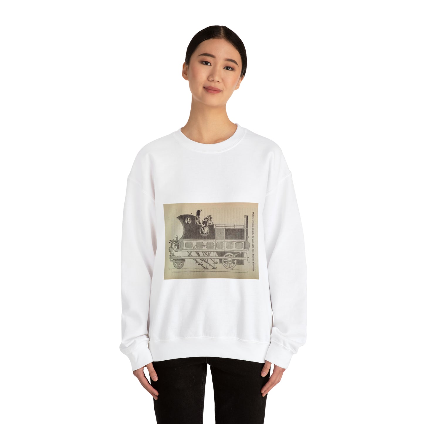 Patent Drawing of Engine - Patent steam coach, by the late Mr. David Gordon Public domain  image White Heavy Blend Adult Crew Neck SweatShirt