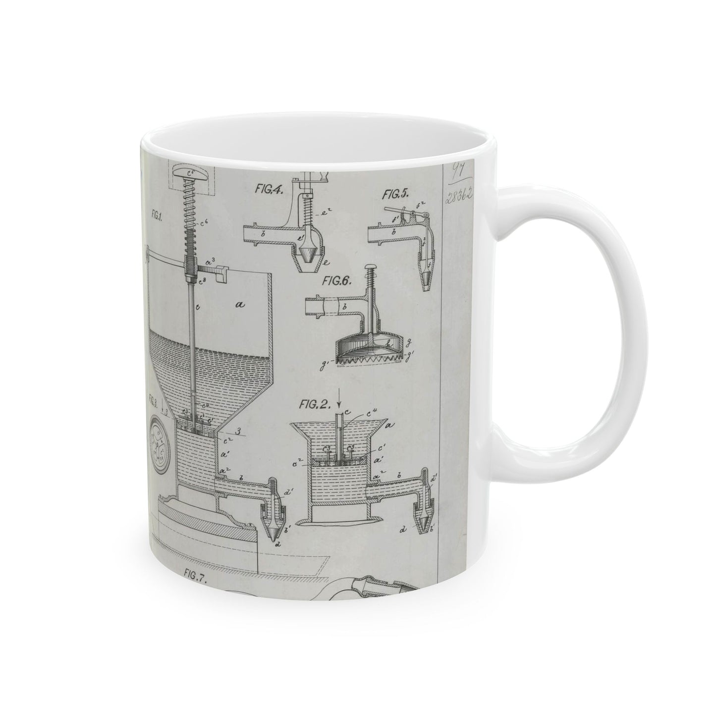 Patent Drawing of Engine - for H. Hueg's Cake Machine Public domain  image Beautiful Novelty Ceramic Coffee Mug 11oz