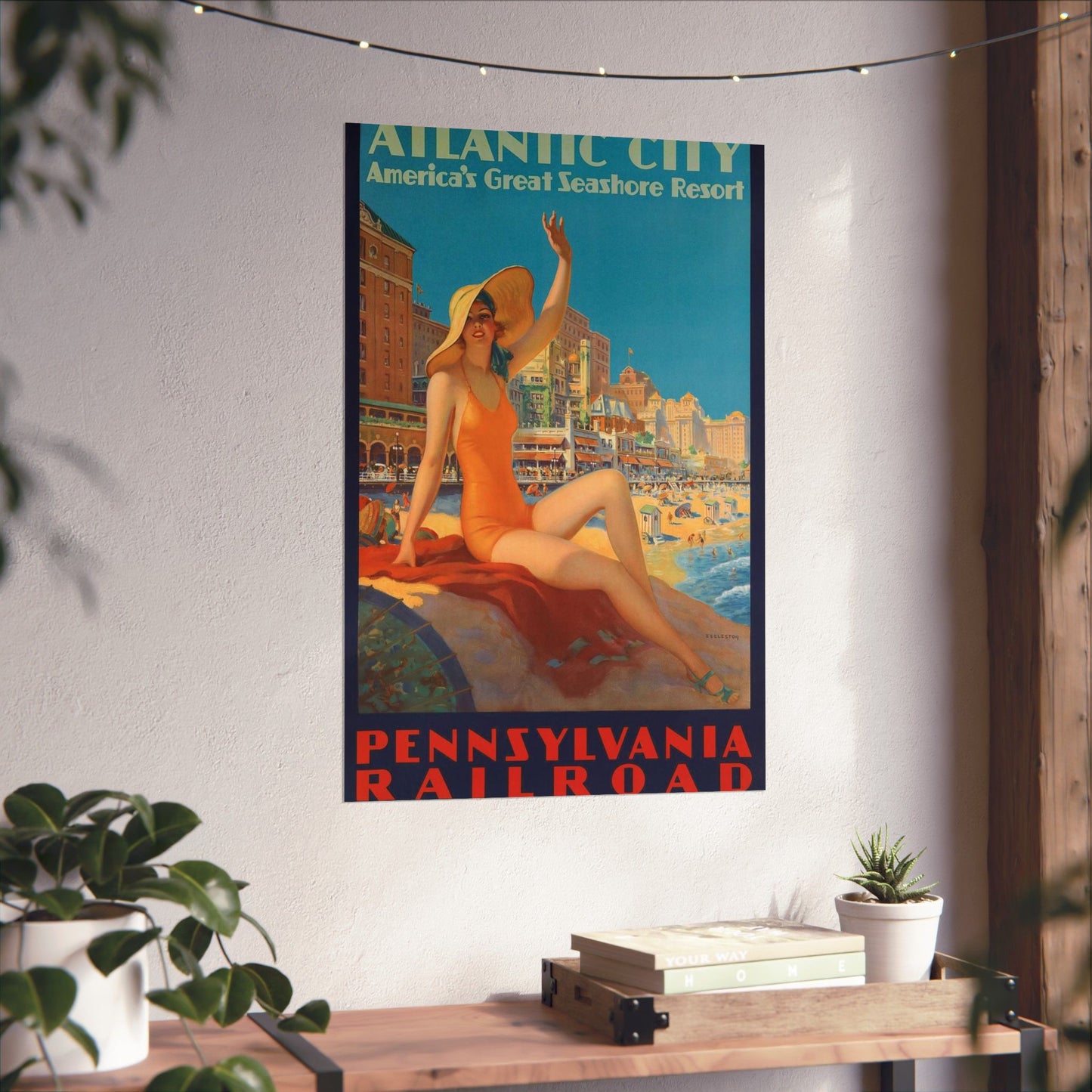 Edward M. Eggleston - Pennsylvania Railroad - Atlantic City, 1935 High Quality Matte Wall Art Poster for Home, Office, Classroom