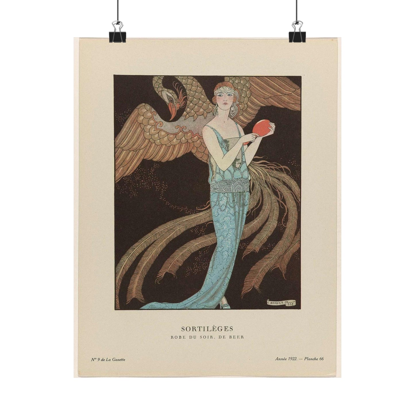 Gazette du Bon Ton, 1922 - No. 9 : Sortilèges / Robe du soir, de Beer High Quality Matte Wall Art Poster for Home, Office, Classroom