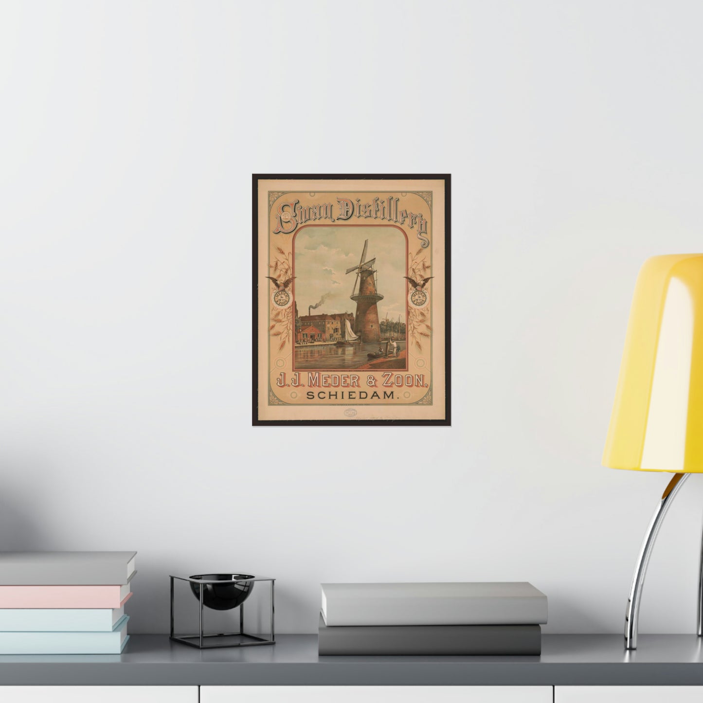 Swan Distillery, J.J. Meder & Zoon, Schiedam High Quality Matte Wall Art Poster for Home, Office, Classroom
