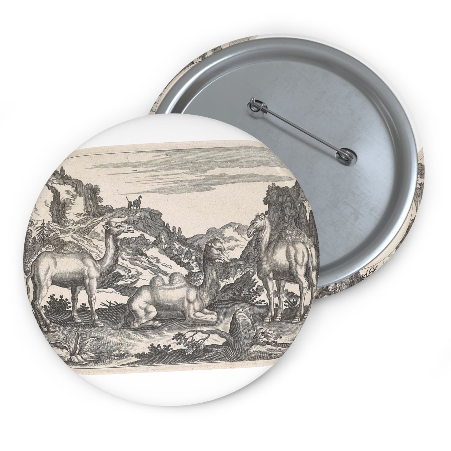 Adriaen Collaert - Dromedarissen en een kameel Pin Buttons with Crisp Design