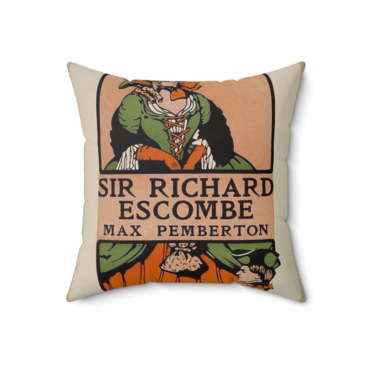 Sir Richard Escombe. - Drawing. Public domain image. Decorative Accent Square Pillow