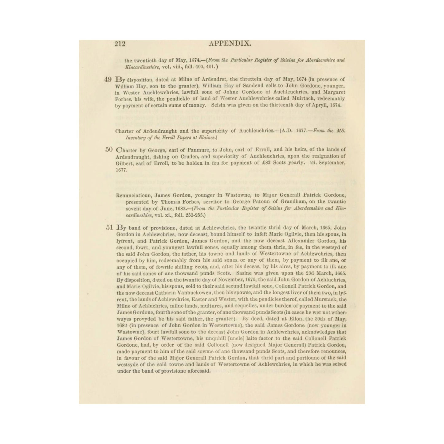 212 APPENDIX.   the twentieth day of May, 1674. — {From the Particular Register of Seisins for Aberdeenshire and  Kincardineshire High Quality Matte Wall Art Poster for Home, Office, Classroom