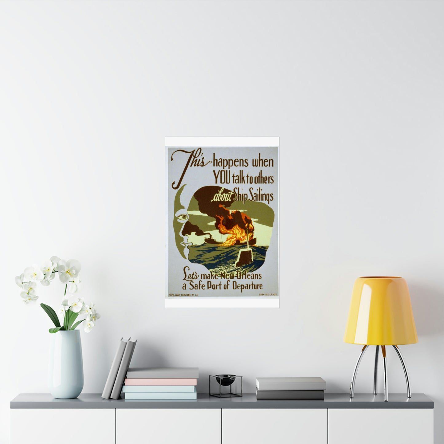 This happens when you talk to others about ship sailings Let's make New Orleans a safe port of departure / / John McCrady. High Quality Matte Wall Art Poster for Home, Office, Classroom