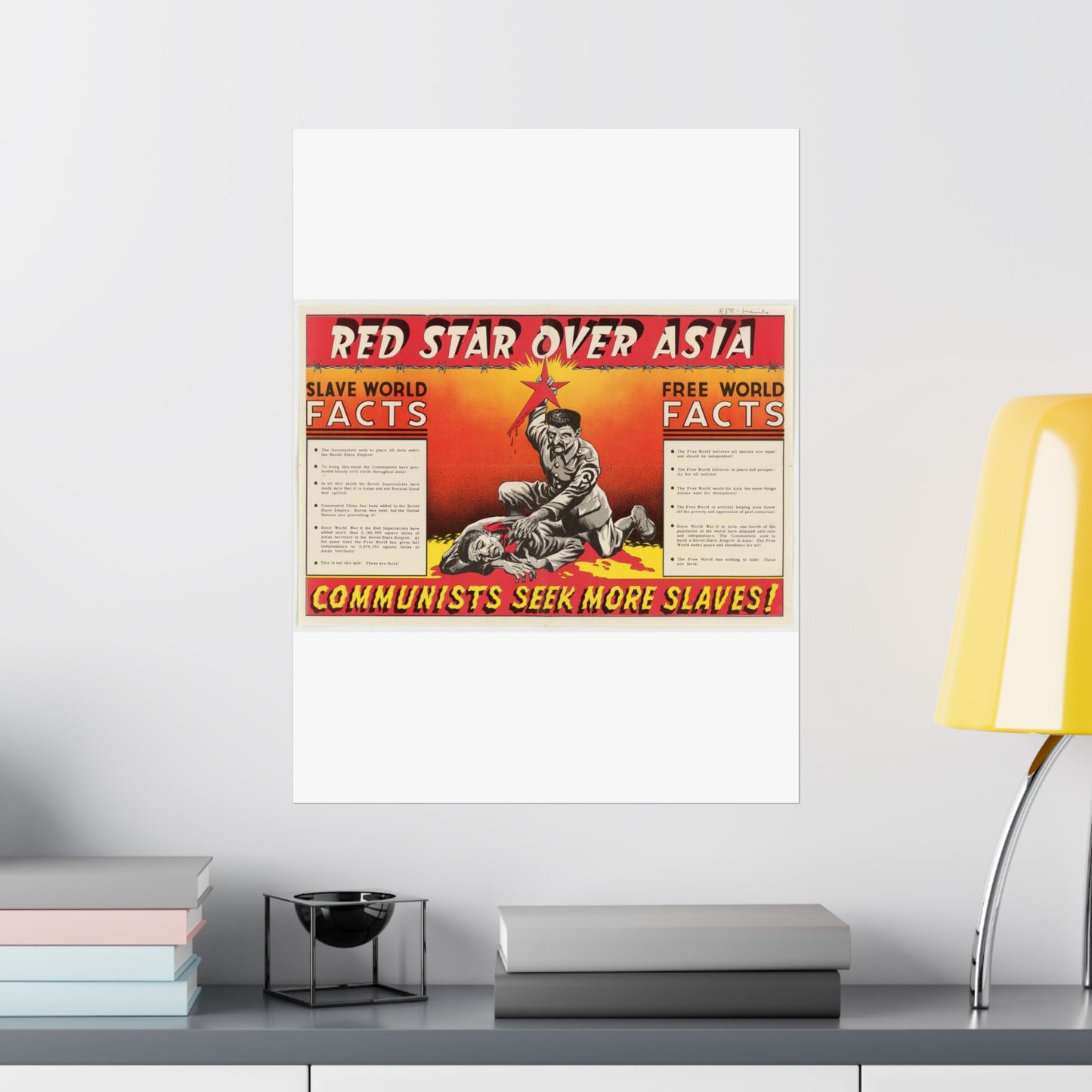 Red Star Over Asia PO-24-E, United States information service propaganda High Quality Matte Wall Art Poster for Home, Office, Classroom