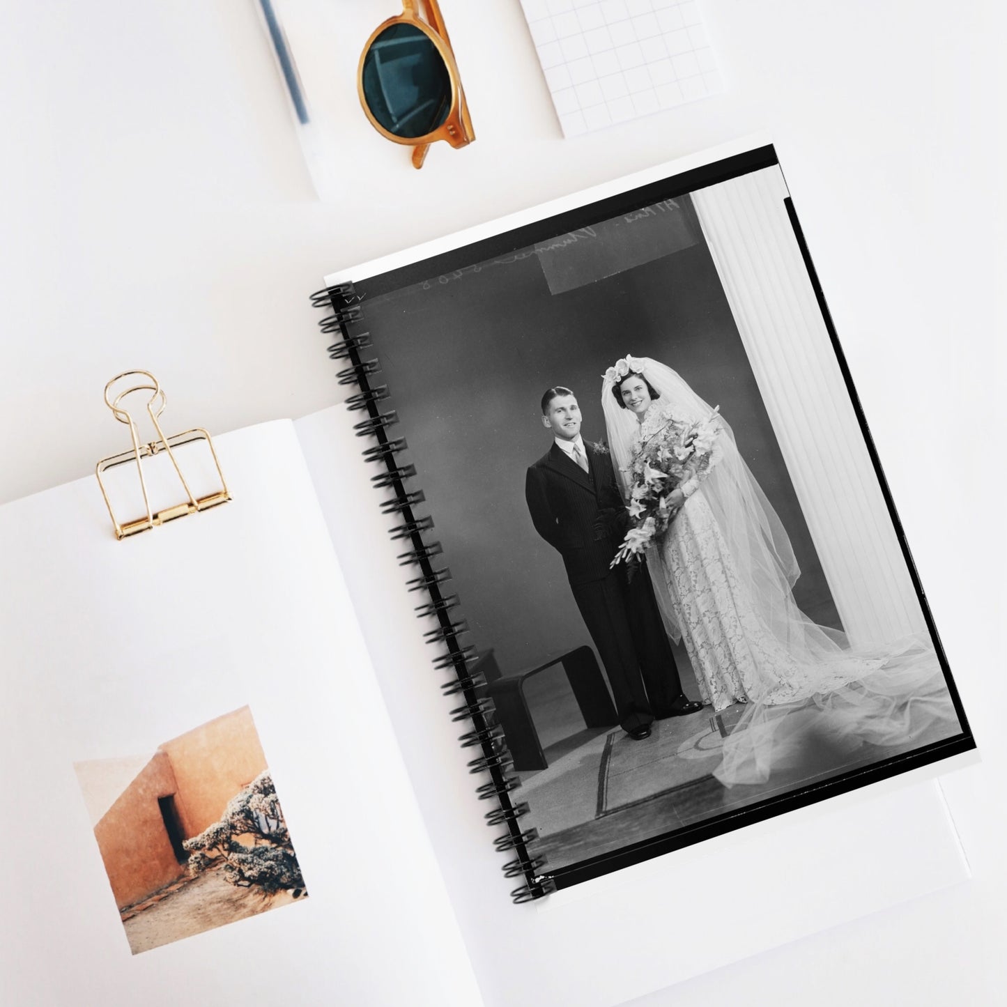 Atkins-Plummer wedding: the bride and groom Spiral Bound Ruled Notebook with Printed Cover