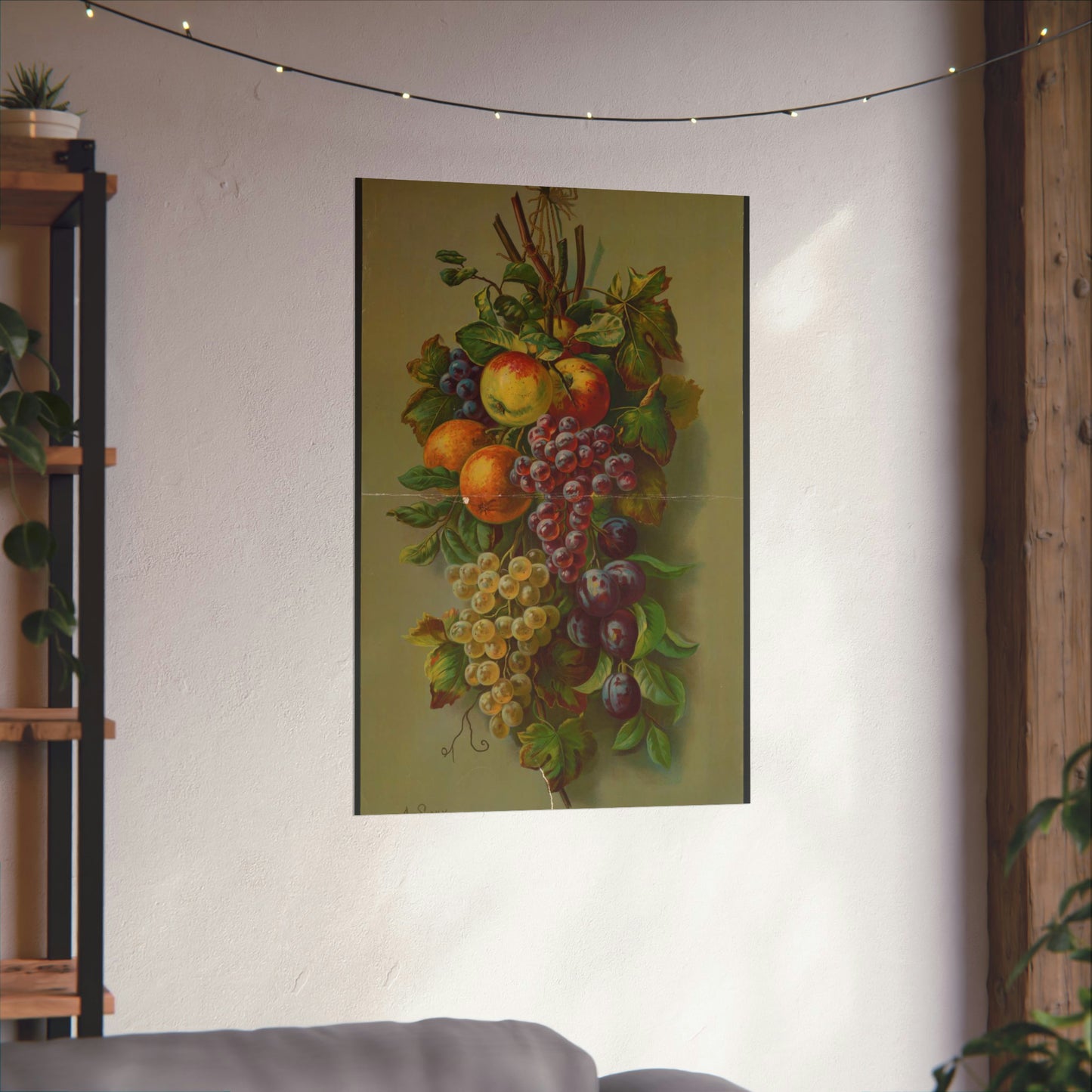 Apples, Plums & grapes, no. 8266 High Quality Matte Wall Art Poster for Home, Office, Classroom