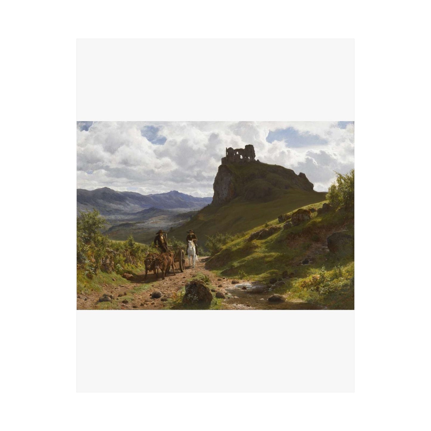 Auguste Bonheur - Les ruines du château d'Apchon High Quality Matte Wall Art Poster for Home, Office, Classroom