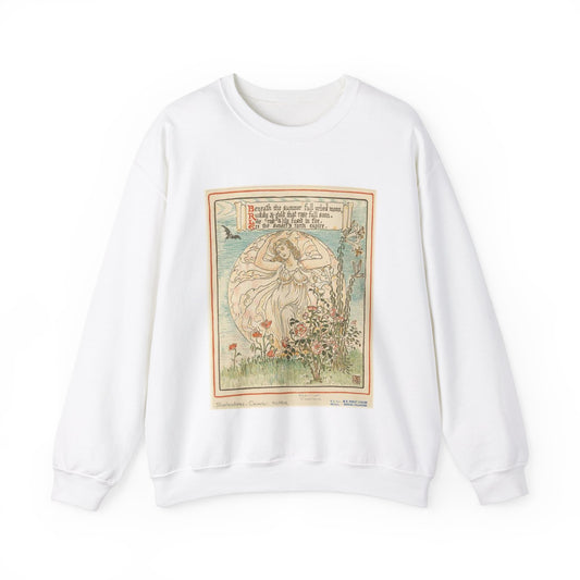 Beneath the summer full-orbed moon, ruddy & gold that rose full soon." White Heavy Blend Adult Crew Neck SweatShirt